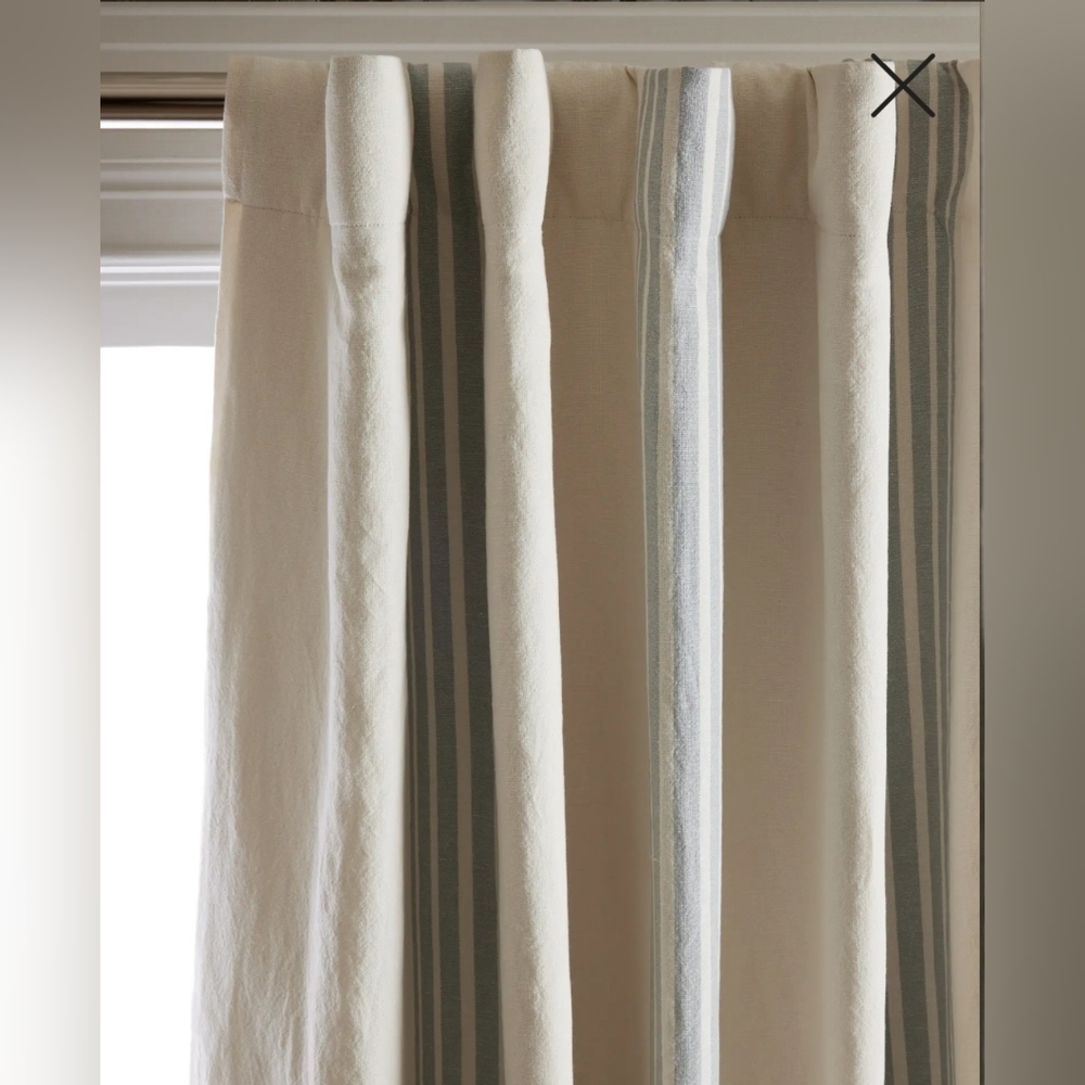 NWT! Quince Linen Coastal Stripe Blackout Curtains- 2 Panels! 48"x 84" (C67) - Picture 2 of 11